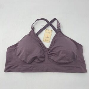 New Yafuyinni Purple Maternity Breast Feeding Bra Women's Size XXL